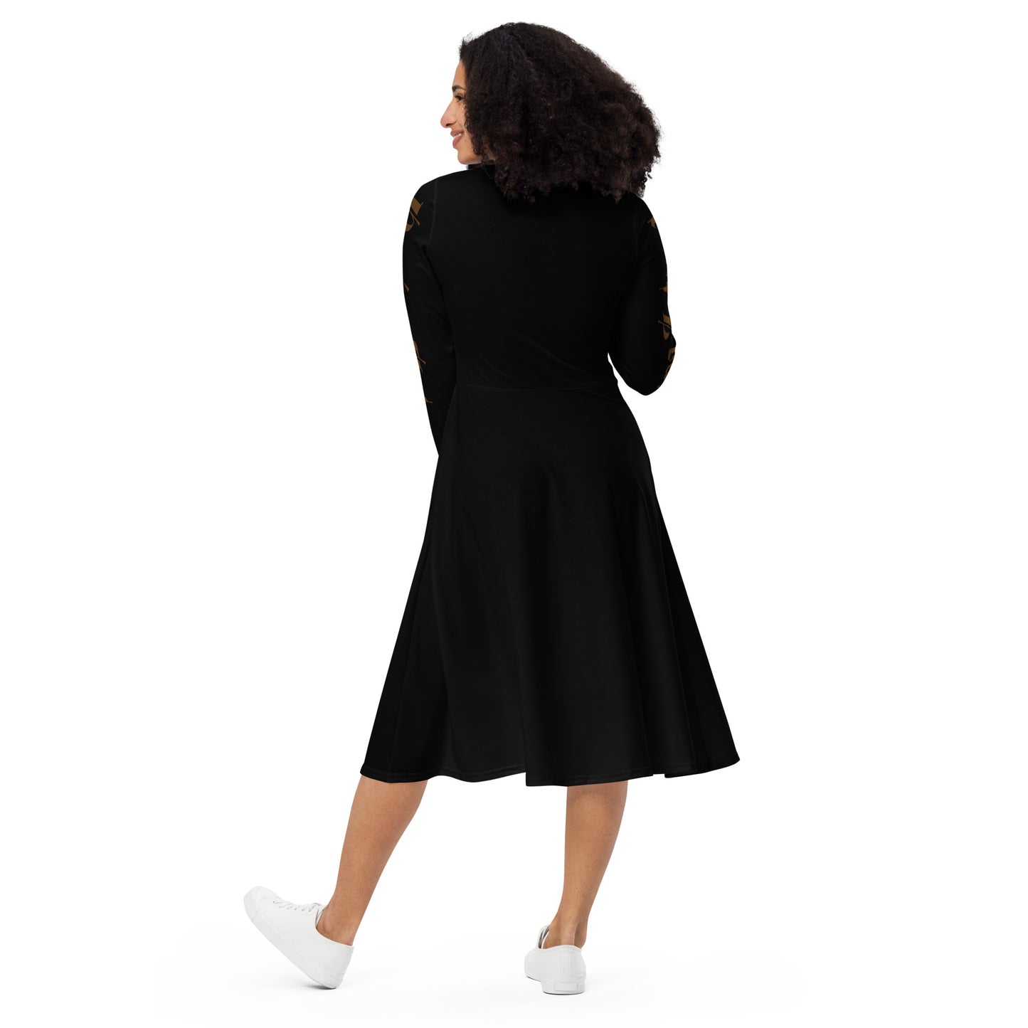 Vestido midi negro liso RZ
