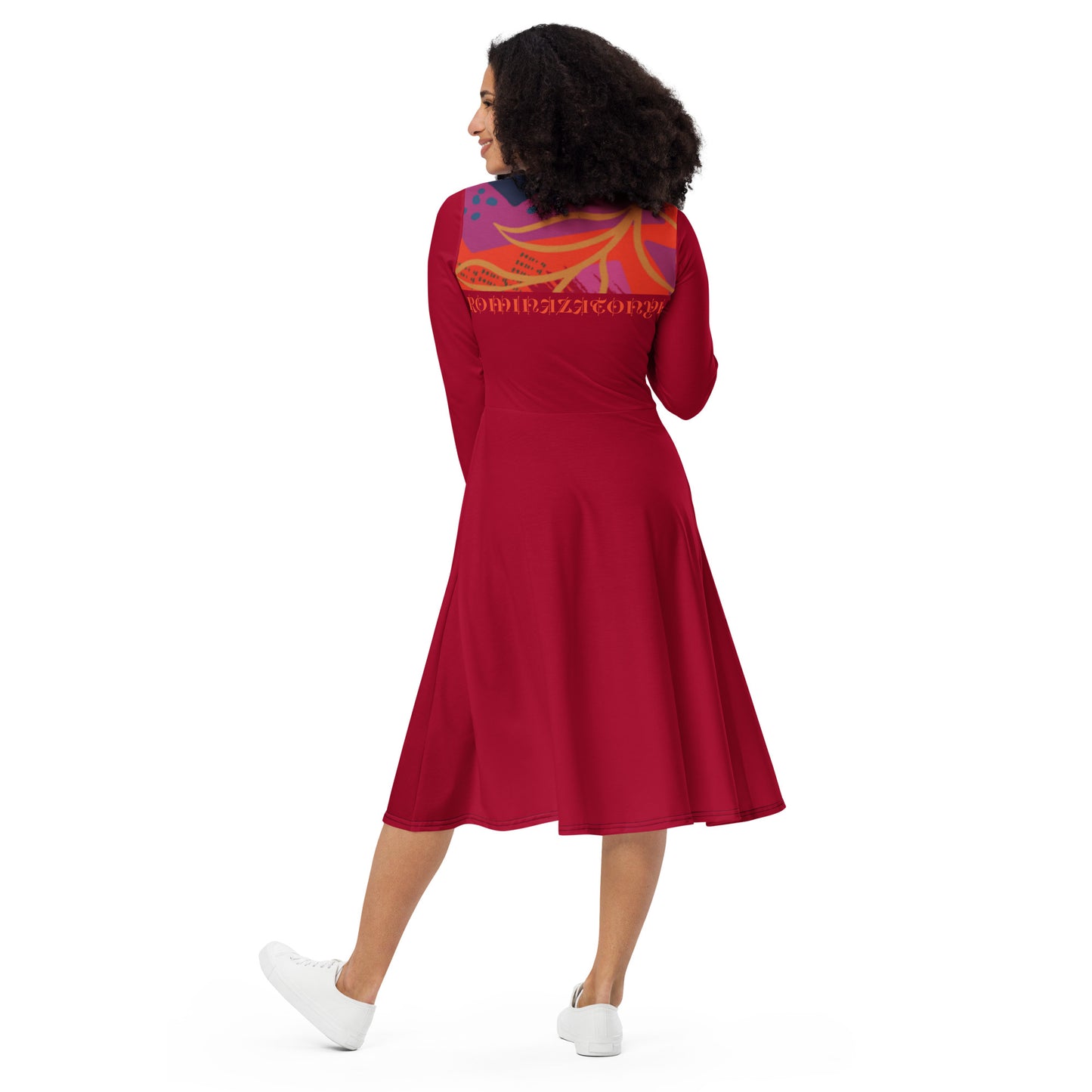 Vestido midi RZ con manga larga all over