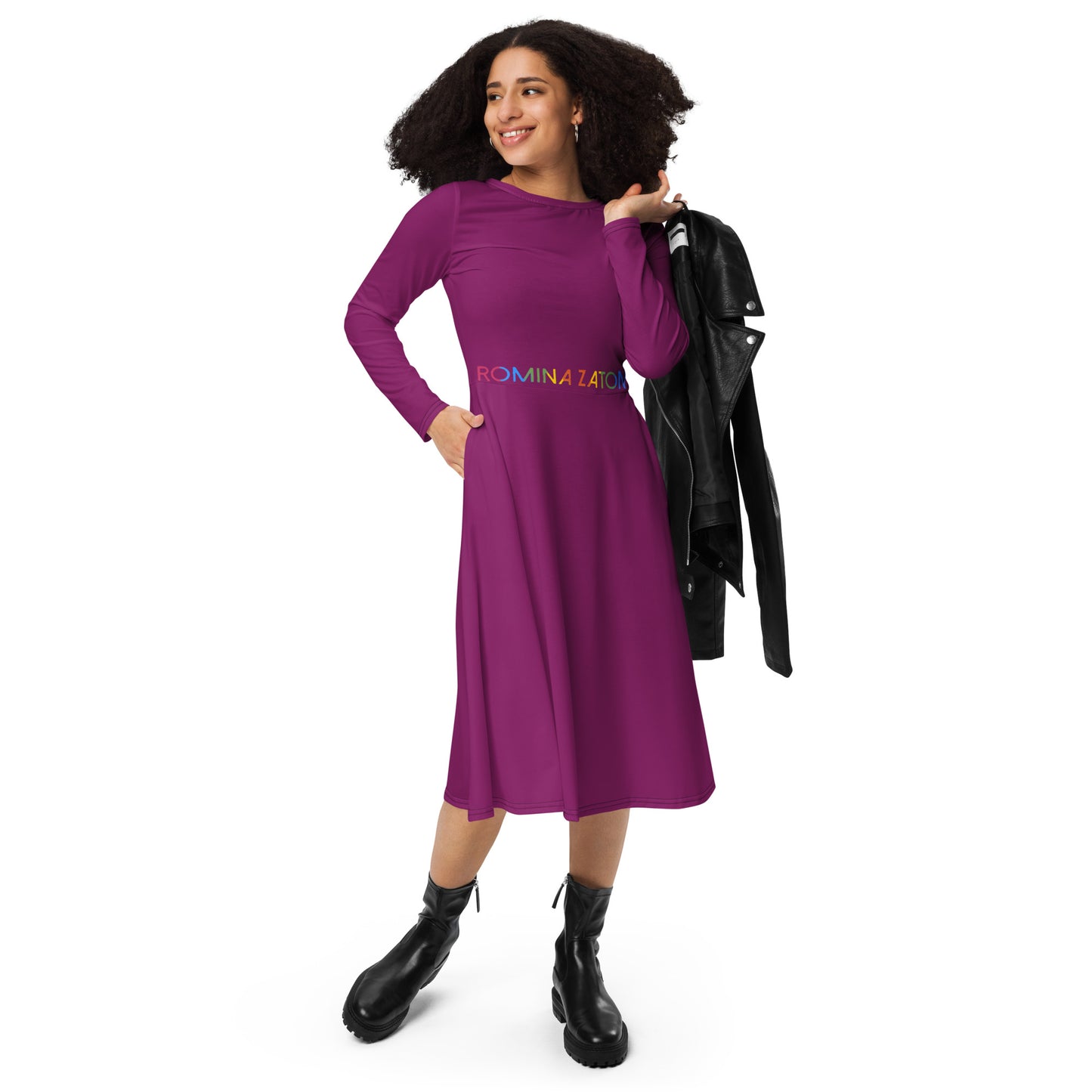 Vestido midi violeta/liso RZ