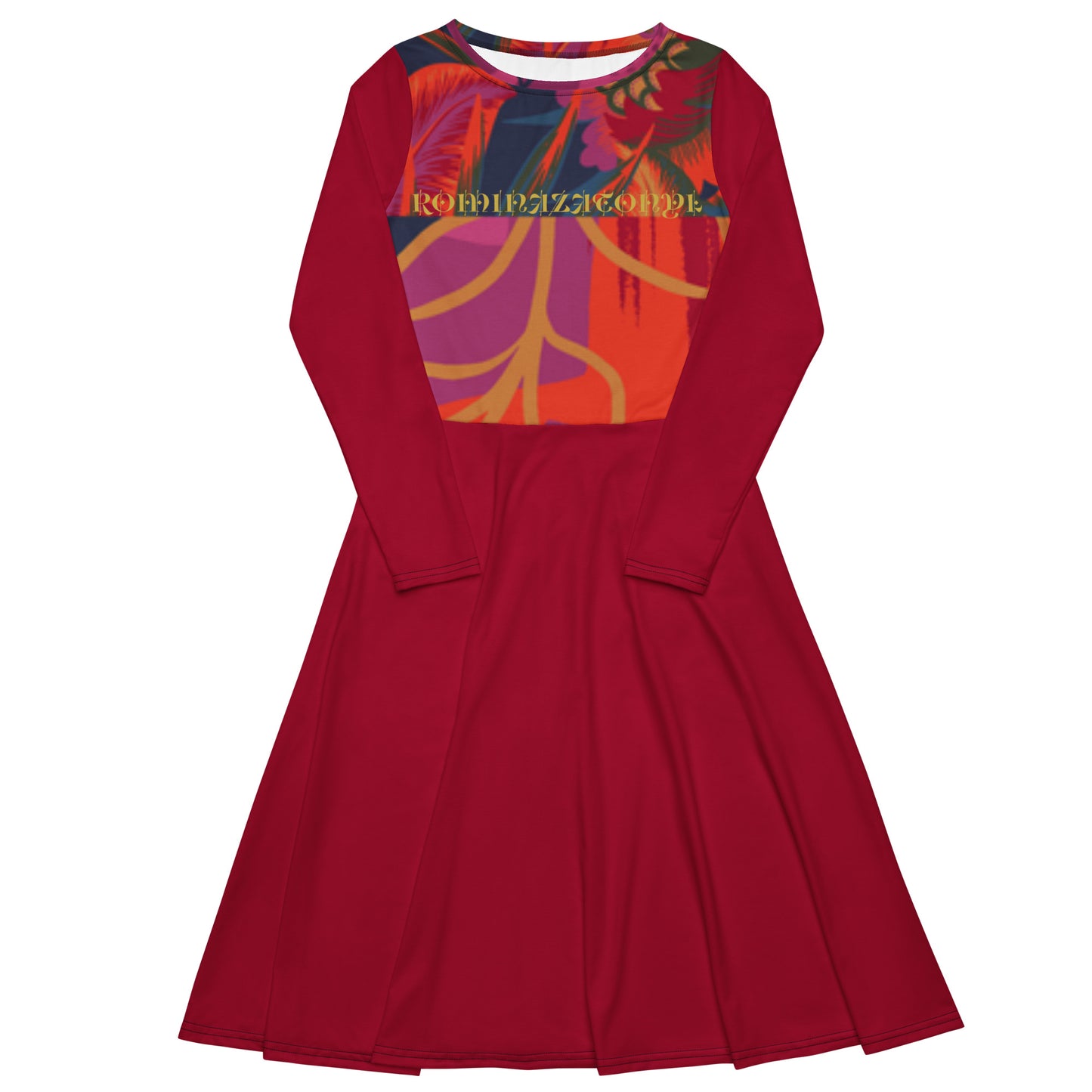 Vestido midi RZ con manga larga all over