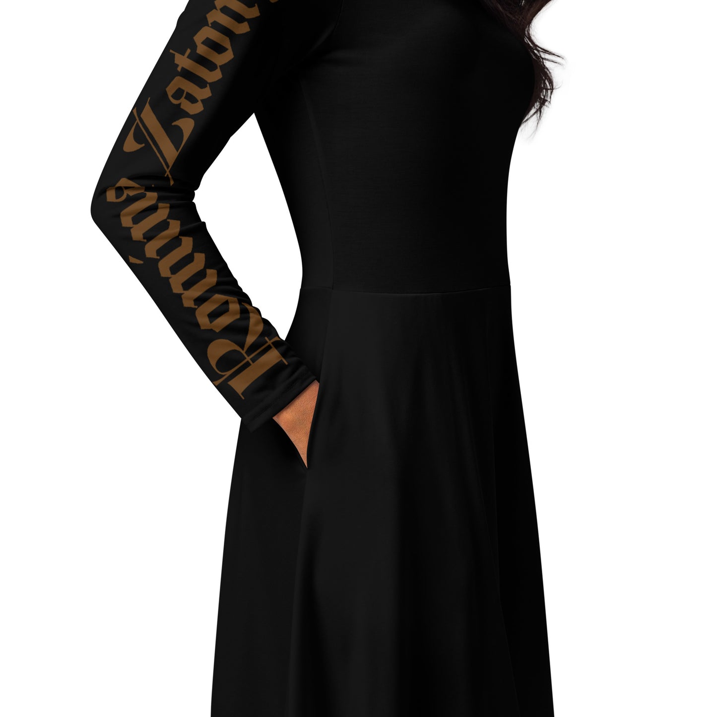 Vestido midi negro liso RZ