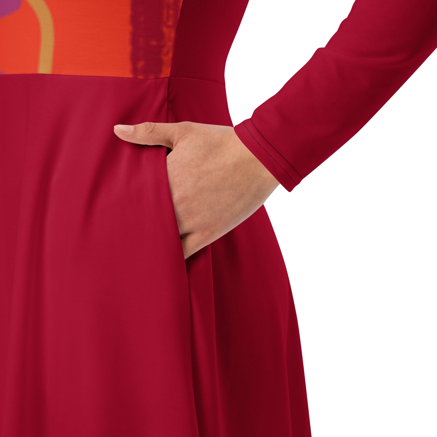 Vestido midi RZ con manga larga all over