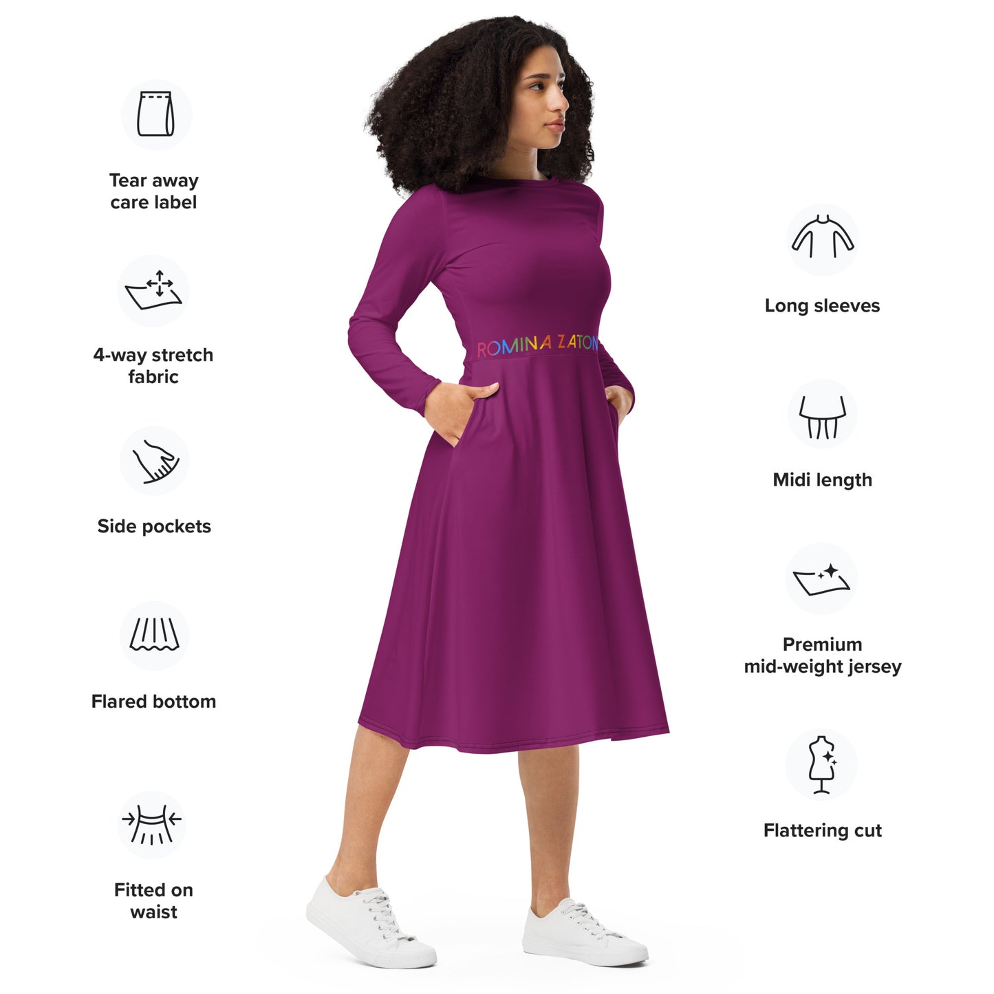 Vestido midi violeta/liso RZ