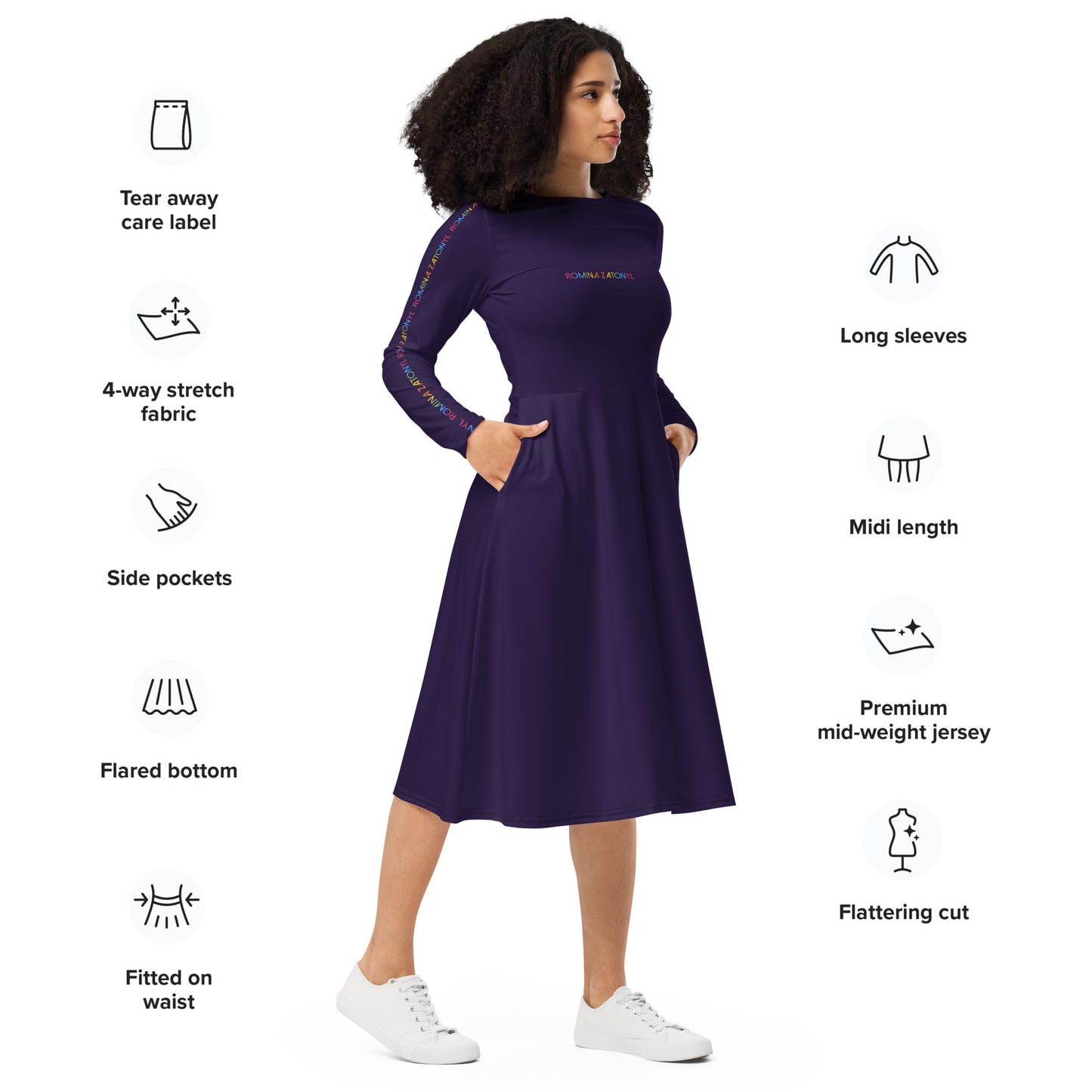 Vestido midi RZ, liso
