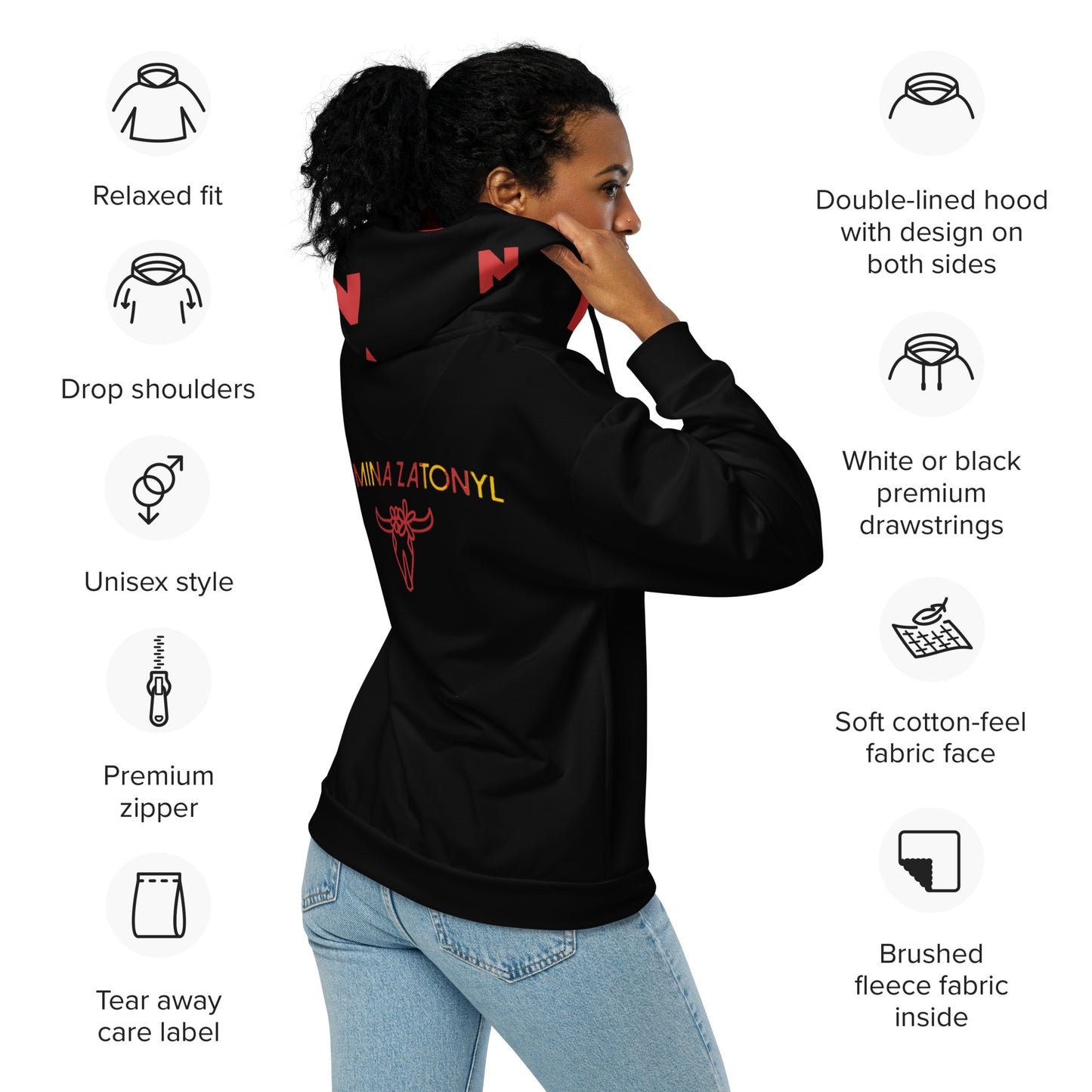 Sudadera RZ con capucha y cremallera, unisex