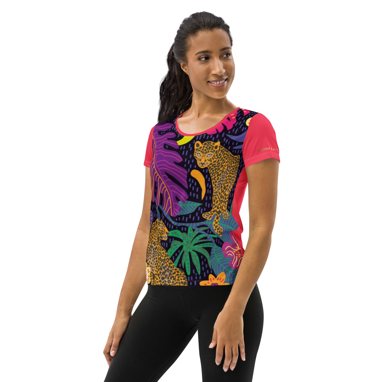 Camiseta deportiva RZ Leopard, mujer