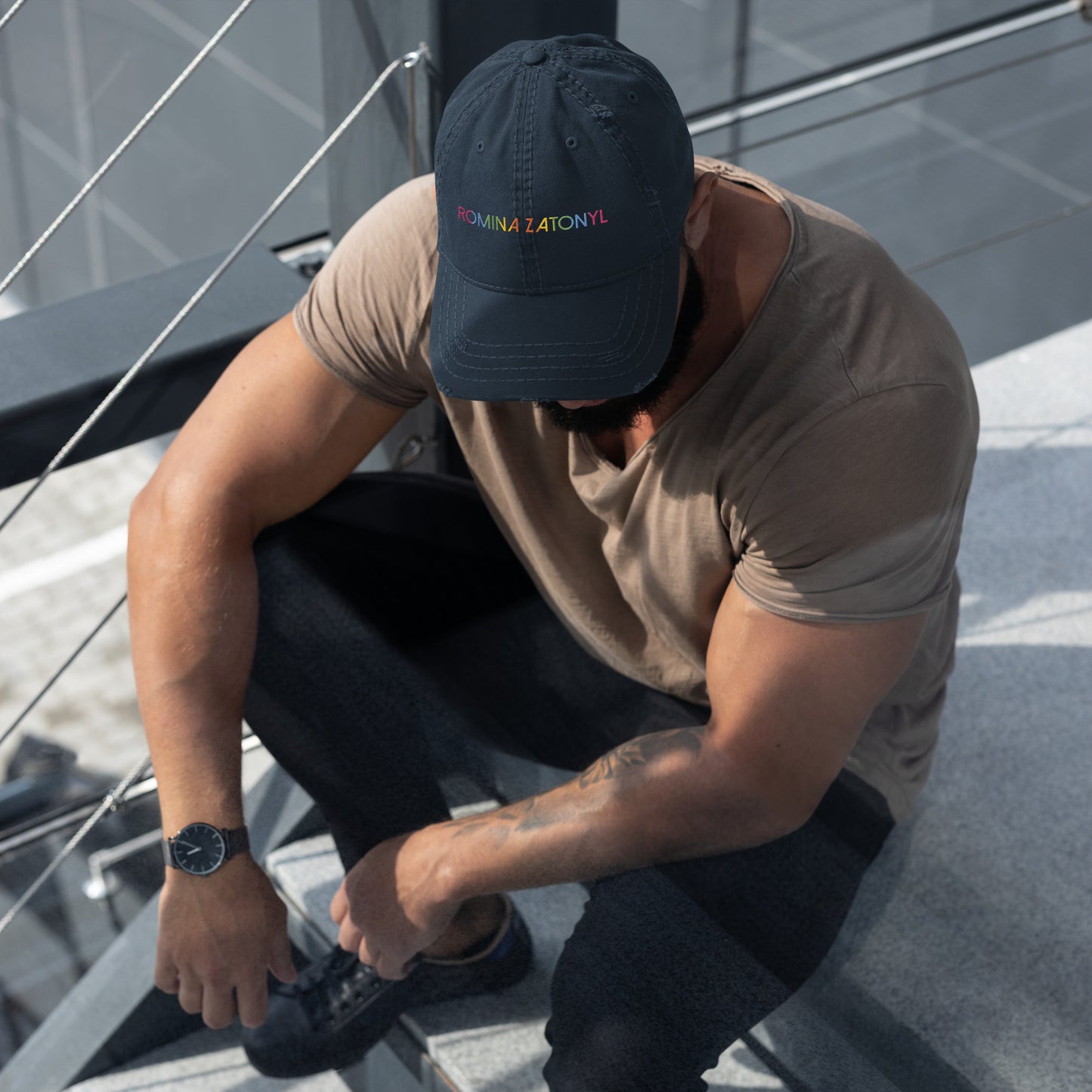 Gorra desgastada, logo RZ bordada, unisex