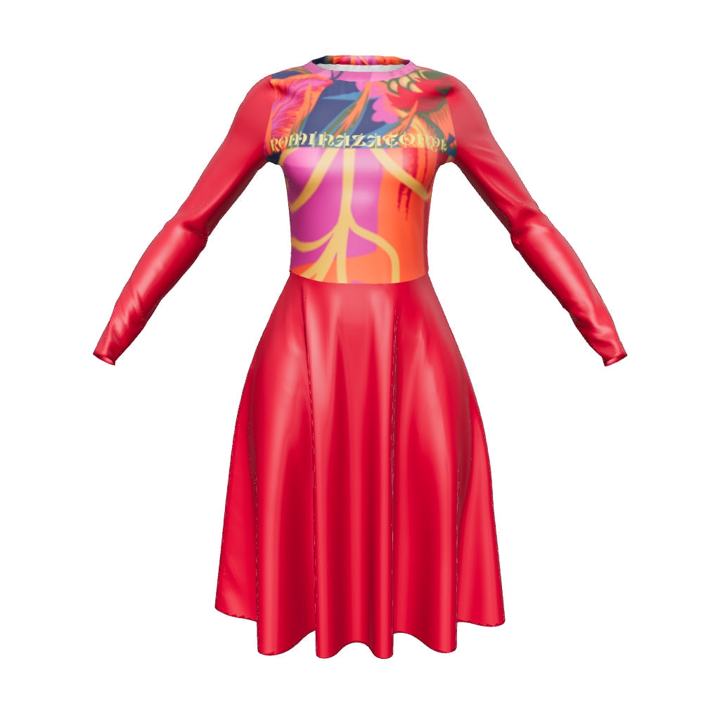 Vestido midi RZ con manga larga all over