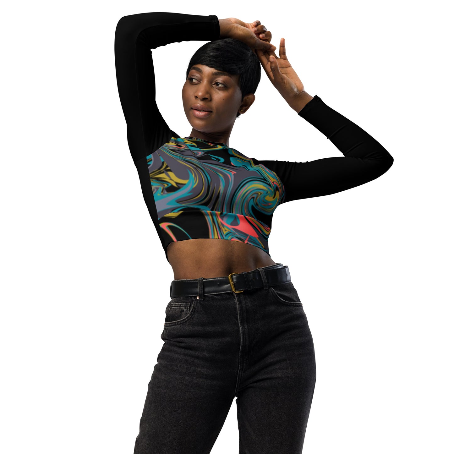 Crop top de manga larga de poliéster reciclado RZ