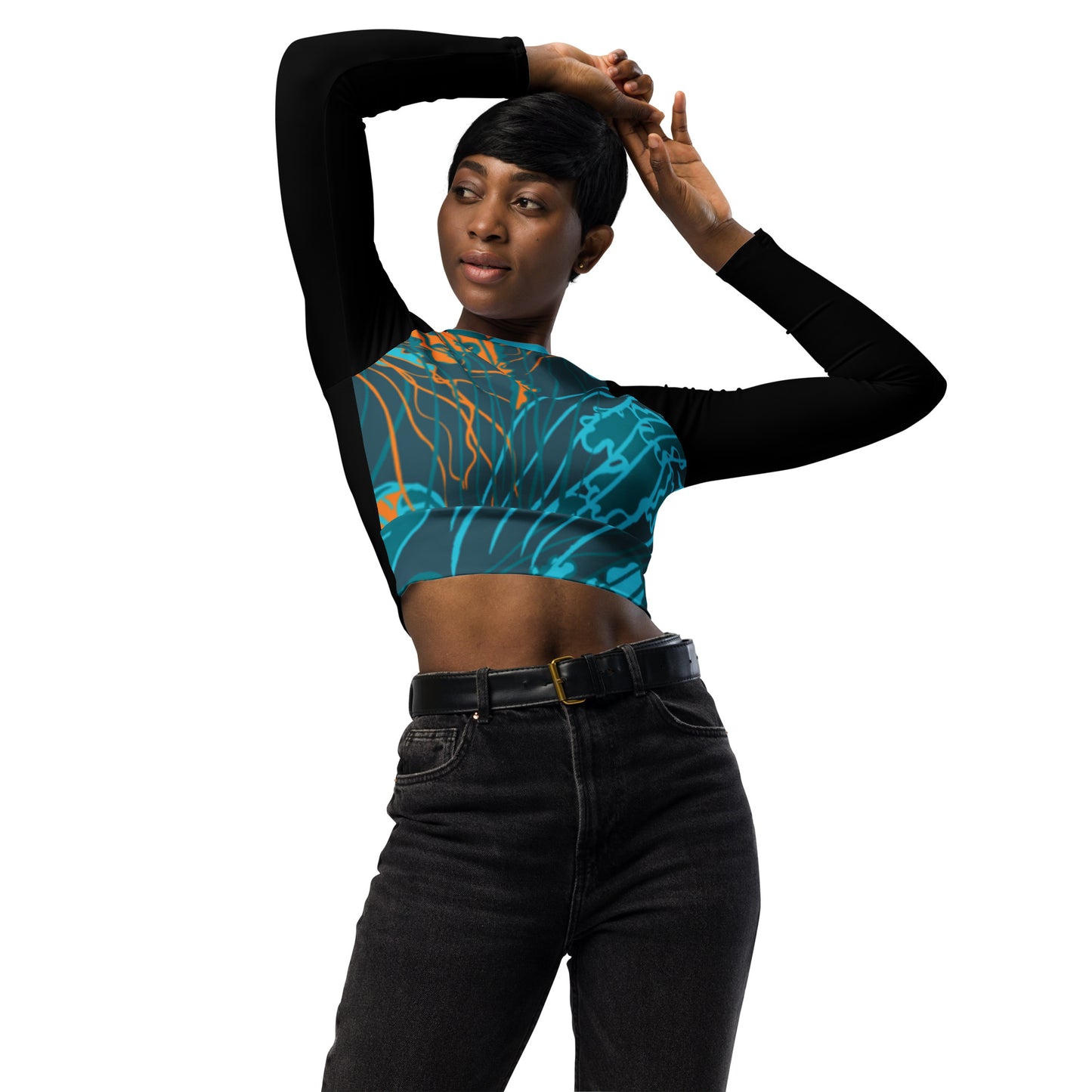 Crop top de manga larga de poliéster reciclado RZ