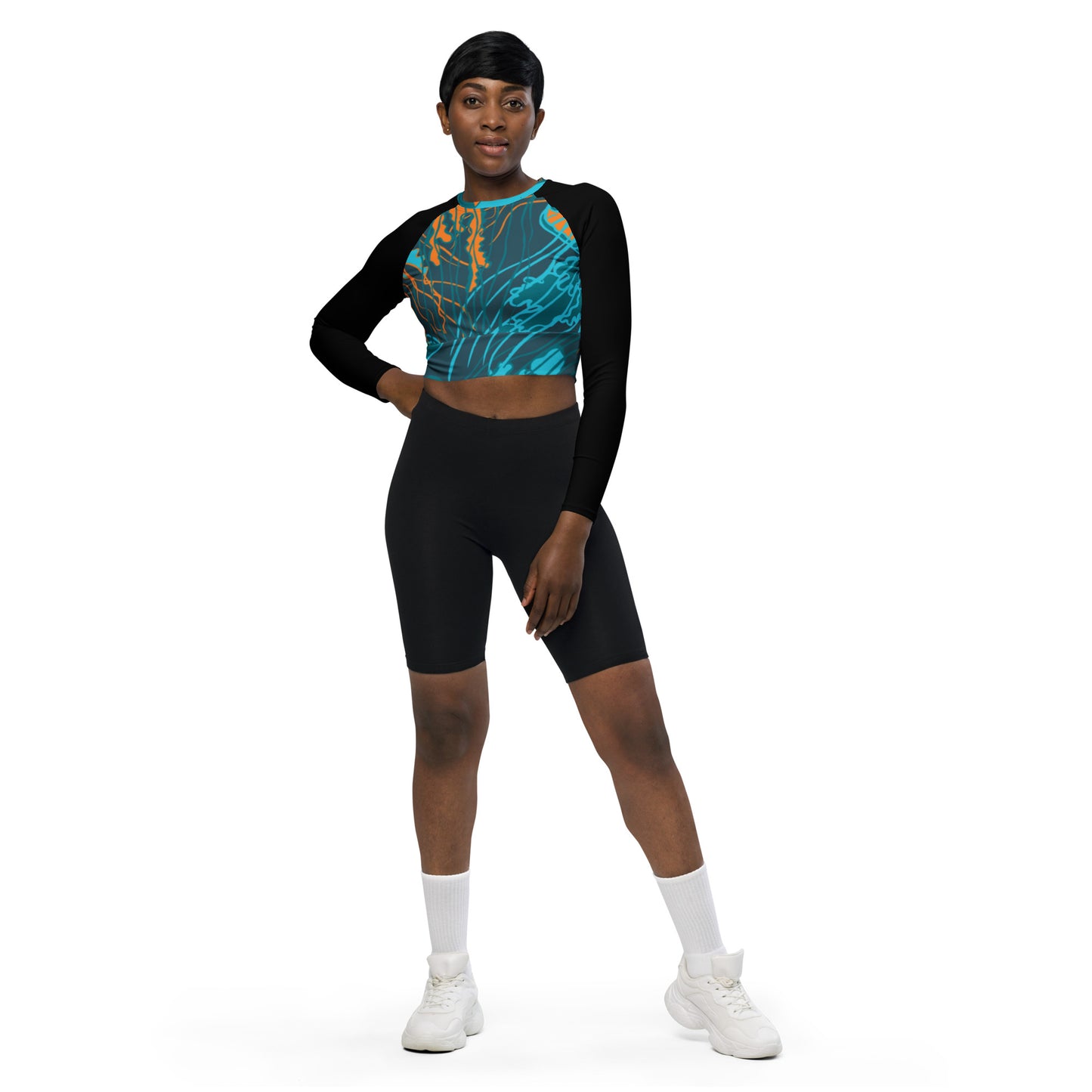 Crop top de manga larga de poliéster reciclado RZ