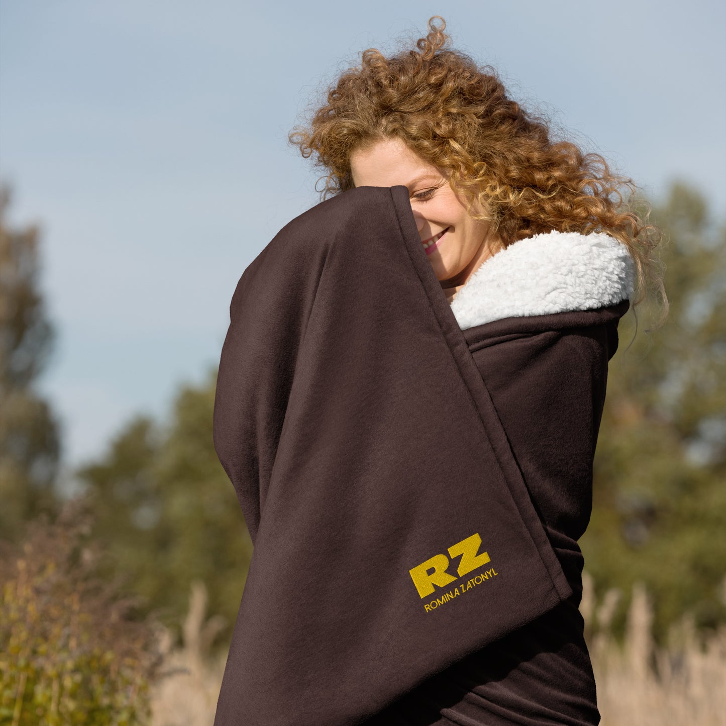 Manta RZ bordada, borreguillo premium