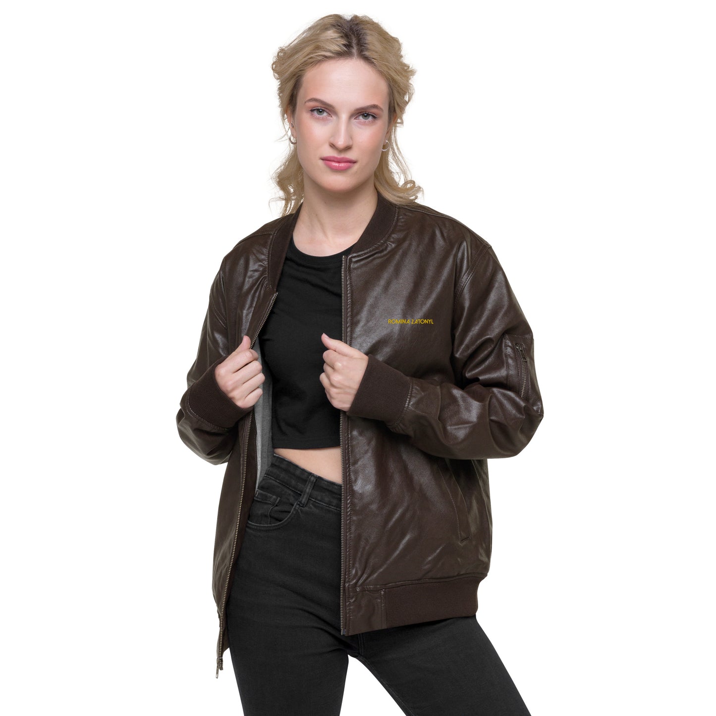Chaqueta RZ bordada bomber piel vegana