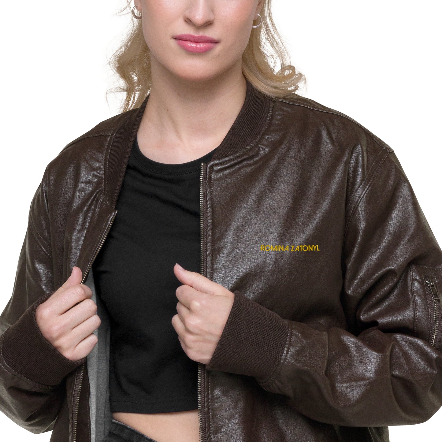 Chaqueta RZ bordada bomber piel vegana