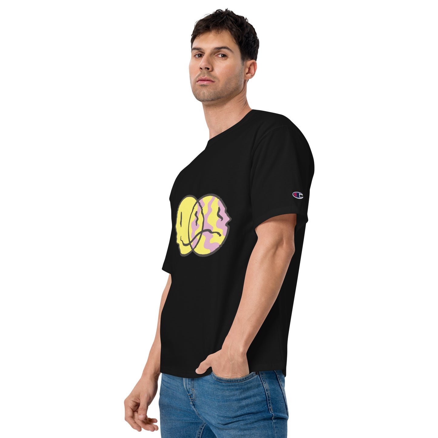 Camiseta bordada/doble estampado Champion, hombre