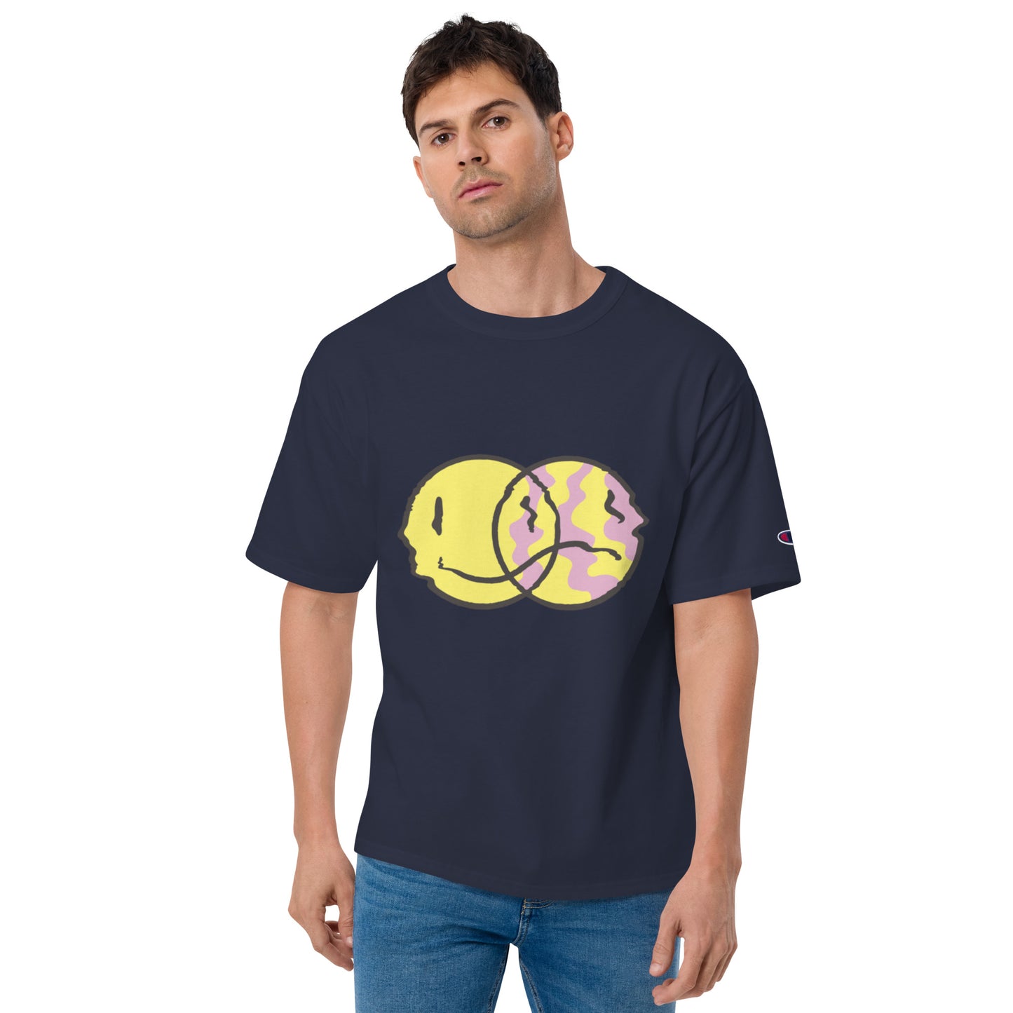 Camiseta bordada/doble estampado Champion, hombre