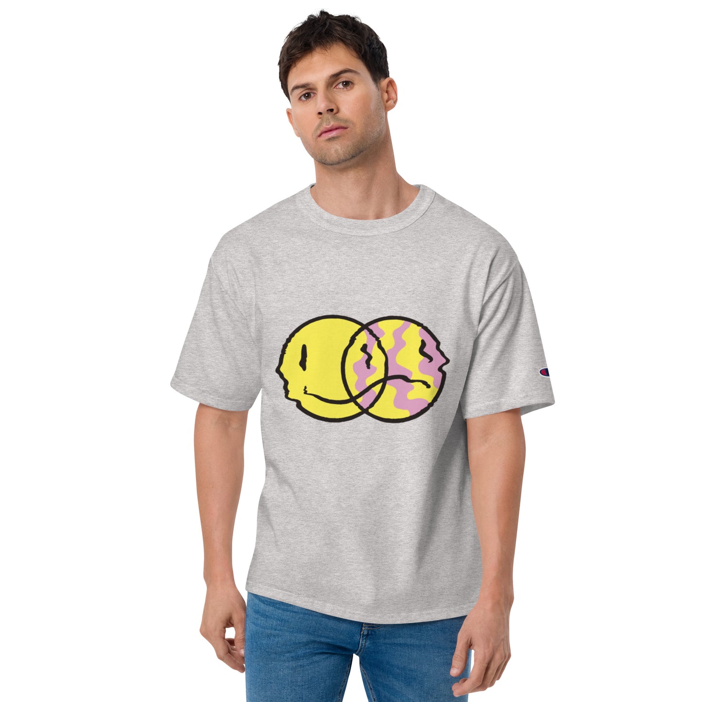 Camiseta bordada/doble estampado Champion, hombre