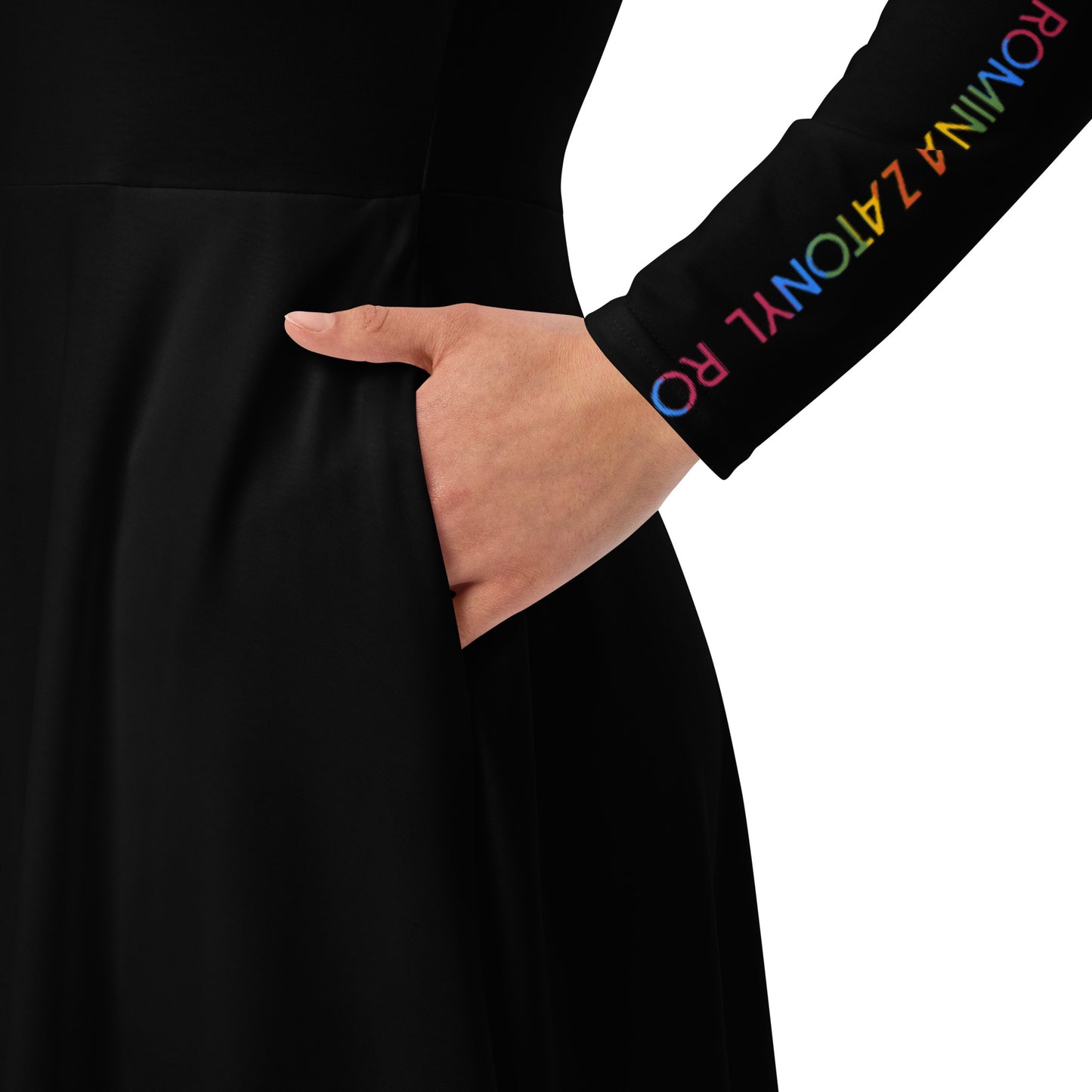 Vestido midi all over RZ, negro liso