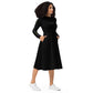 Vestido midi all over RZ, negro liso