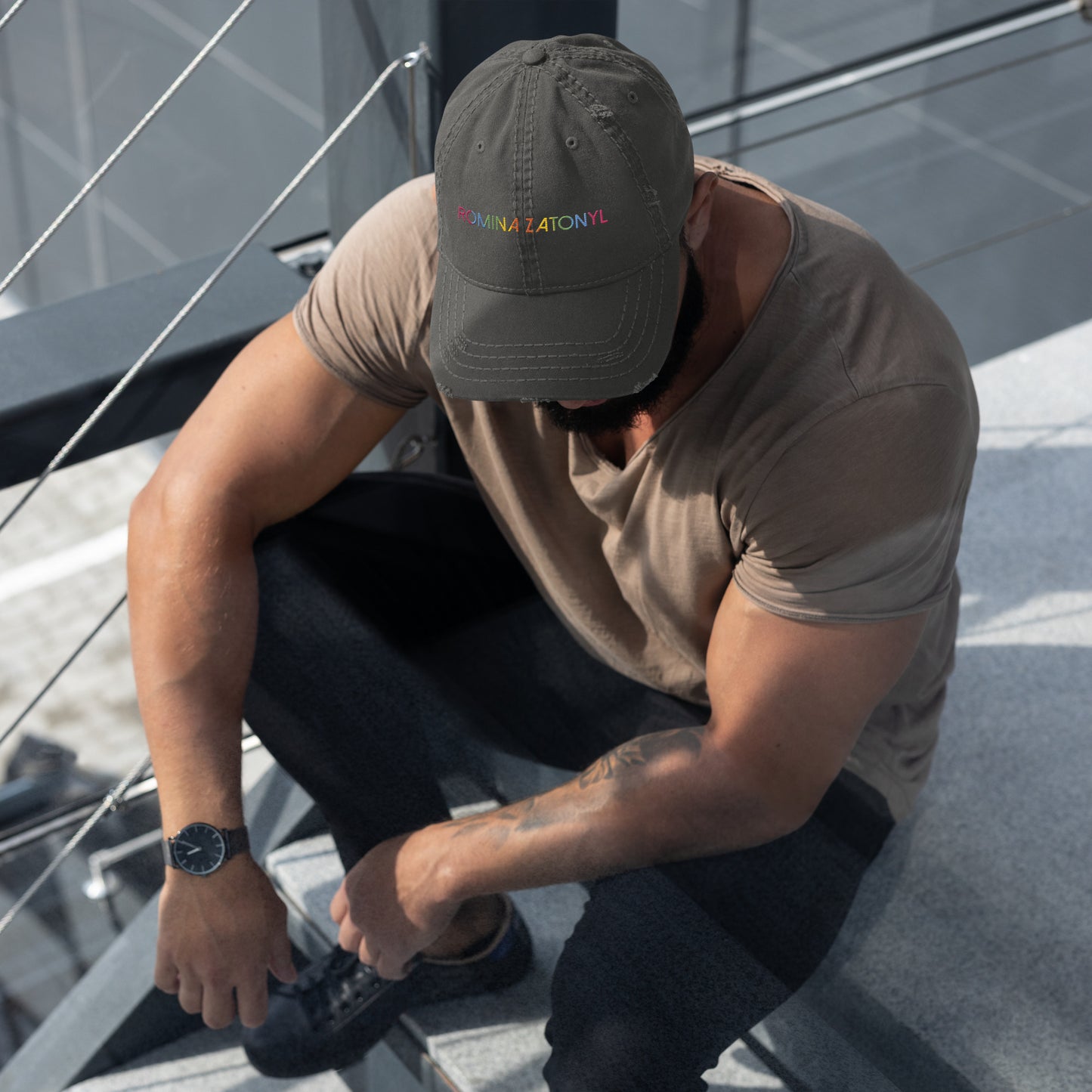 Gorra desgastada, logo RZ bordada, unisex