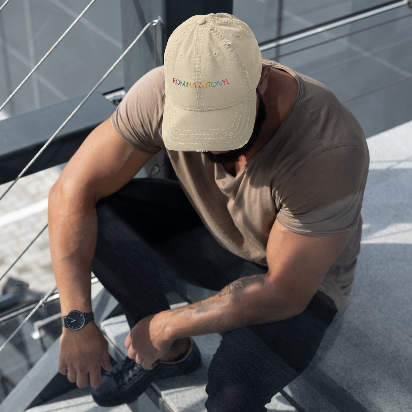 Gorra desgastada, logo RZ bordada, unisex