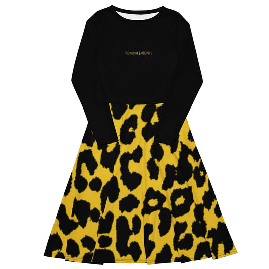 Vestido midi con manga larga all over RZ