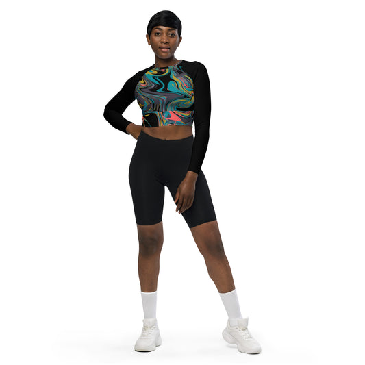 Crop top de manga larga de poliéster reciclado RZ