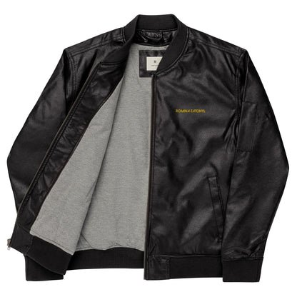 RZ embroidered vegan leather bomber jacket