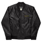 RZ embroidered vegan leather bomber jacket